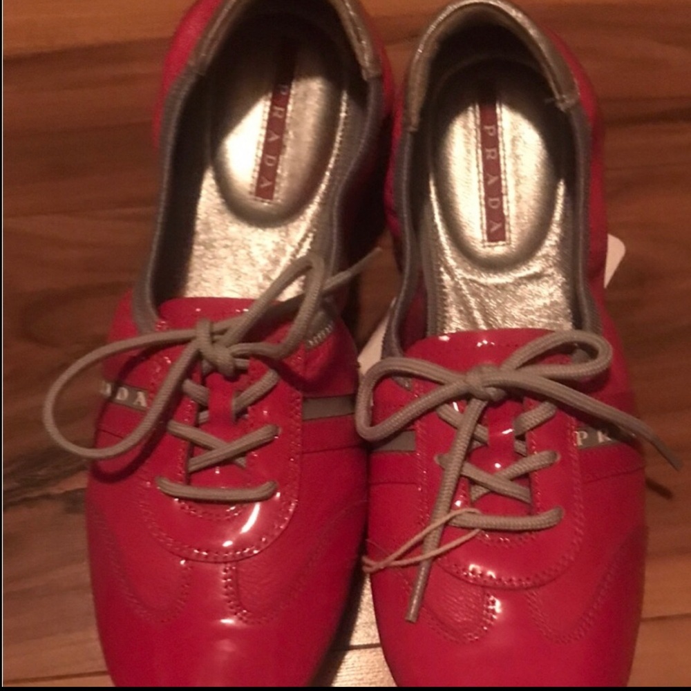 Prada Red Patent/ Red Leather Ballet Flats